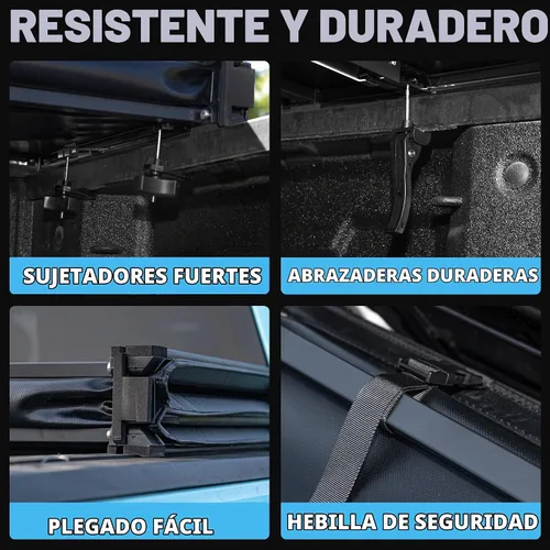 Vista 4 de Funda para tonneau de camioneta compatible con Ford Ranger 2019 2020 2021 2022 2023 5 pies de caja corta, estilo plegable suave (triple pliegue)