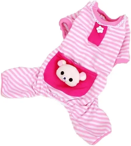 Vista 6 de S-Lifeeling Ropa para cachorros - Pijama cómodo para perros con rayas (XS, amarillo)