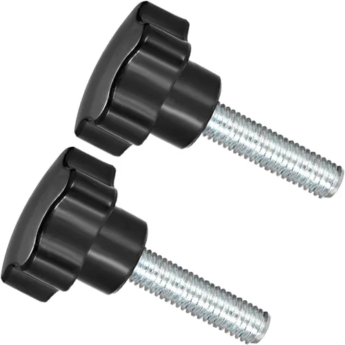 Vista 21 de Perillas de sujeción de estrella, rosca macho M6 x 0.591 in, cabeza de 1.220 in, mango de tornillo de pulgar de plástico, perno roscado negro