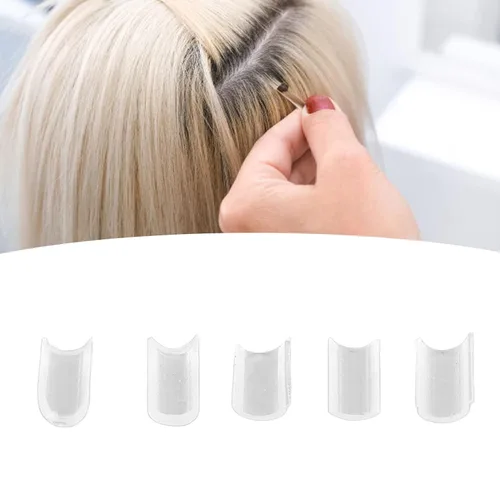 Vista 4 de 2 bolsas U Tip Clear Granule Beads Extensions Bonding or Rebond, paquete de pegamento de fusión en forma de uñas, extensión de cabello blanco