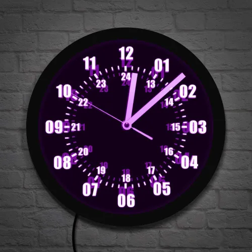 Vista 5 de The Geeky Days Reloj de pared con signo de neón de 24 horas de tiempo militar con retroiluminación LED zona horaria mundial militar signo de neón
