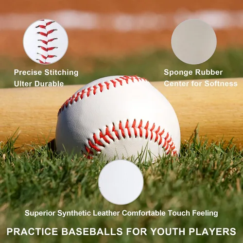 Vista 3 de GKK Paquete de 12 pelotas de béisbol de entrenamiento de béisbol de 9 pulgadas, bolas de béisbol de seguridad para jóvenes y adultos, lanzamiento