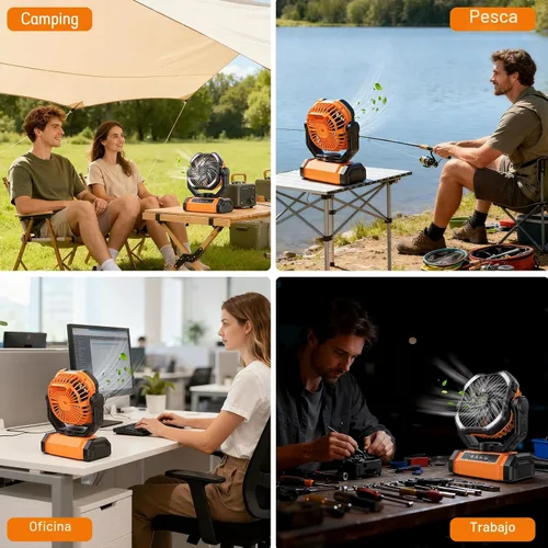 Vista 7 de UUYEE Ventilador de camping recargable, ventiladores alimentados por Naranja