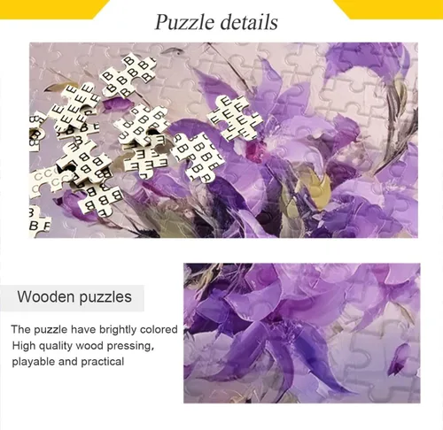 Vista 2 de Purple Flower Jigsaw Puzzles 500 Pieces for Adults with Mesh Storage Bag 2011816