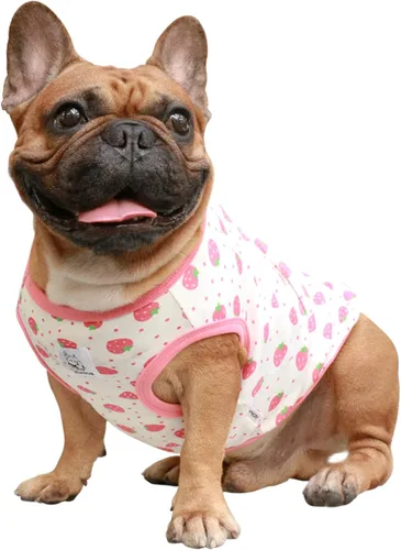 Vista 43 de iChoue - Camisetas de rayas de algodón 100% transpirable para Bulldog francés, chaleco de Halloween para perros medianos, camisetas Frenchie Pug