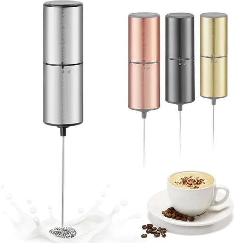 Vista 9 de Espumador de café a batería de ELMWAY, batidor eléctrico de acero inoxidable, mini espumador de leche con mango para café, café con leche, matcha