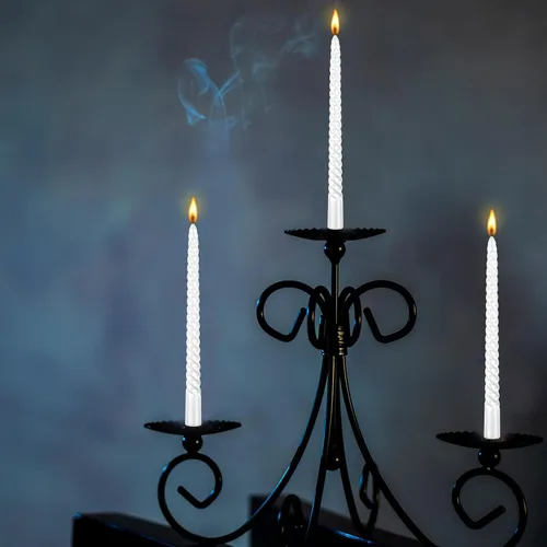 Vista 3 de Kemladio 4 velas cónicas de 10 pulgadas, quemadas sin perfume 7.5 horas, cena elegante, palitos de velas altas, decoraciones de fiesta de Halloween