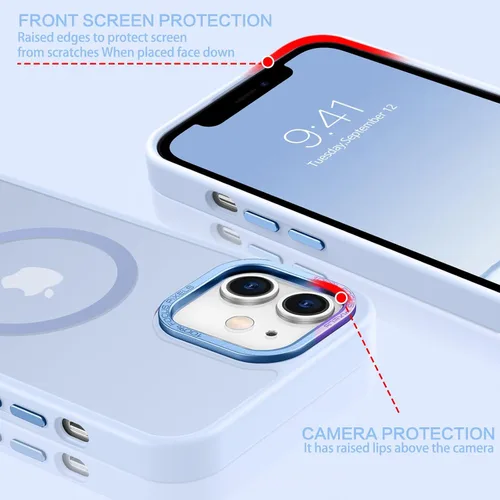 Vista 6 de BENTOBEN Funda magnética para iPhone 12, iPhone 12 Pro [compatible con Magsafe], funda translúcida mate, delgada, a prueba de golpes, para mujeres
