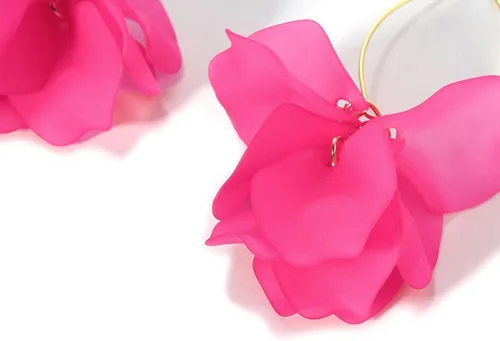 Vista 7 de KELMALL Aretes de aro de flores, aretes bohemios de gran tamaño con pétalos florales para mujer