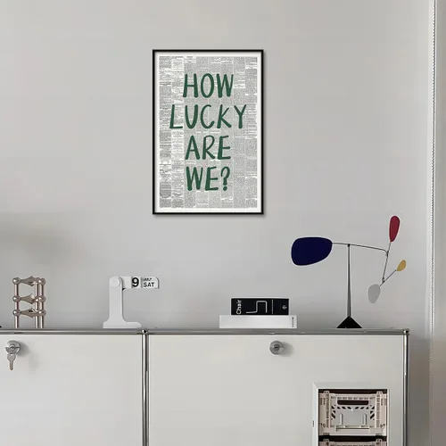 Vista 3 de Arte de pared de afirmaciones diarias moderno con impresión en lienzo positivo, divertido, arte de lo afortunados que somos, impresiones vintage