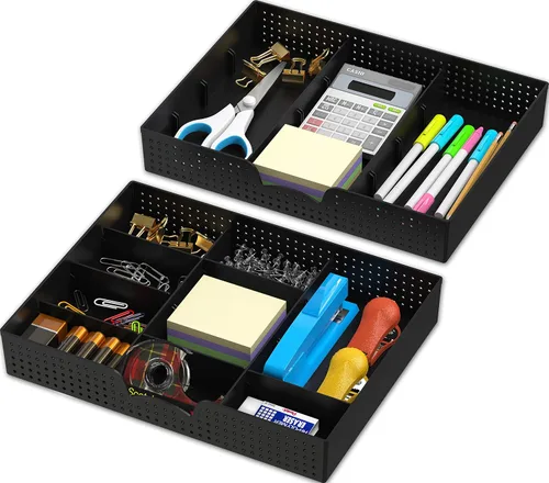 Vista 11 de Simple Houseware - Bandeja organizadora con 9 compartimentos ajustables, color negro