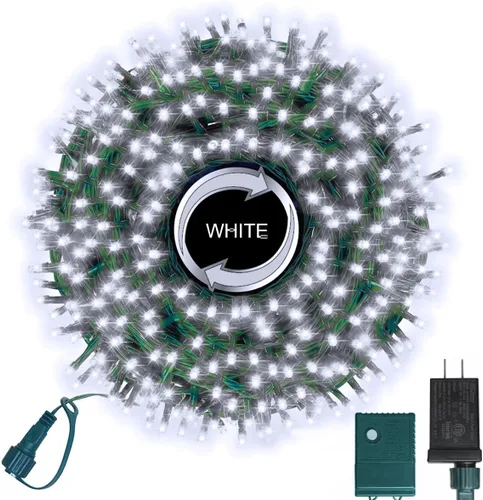 Vista 25 de Cadena de luces decorativas navideñas de 33 pies, 100 luces LED de alambre verde, luces de hadas estrelladas enchufables, 16 modos de iluminación