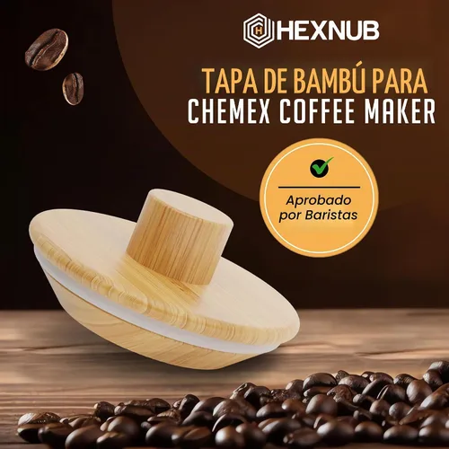 Vista 2 de HEXNUB Tapa de retención de calor de bambú para cafetera Chemex