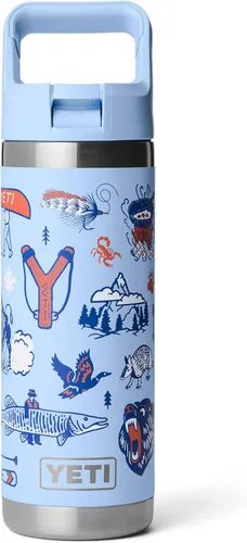 Vista 38 de YETI Rambler Botella de 18 onzas, aislada al vacío, de acero inoxidable con tapa de popote a juego de colores, rojo rescate