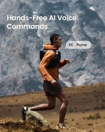 Vista 13 de mojawa Purra Run Auriculares de Conducción Ósea para Deporte, Auriculares de Oreja Abierta con Bluetooth y Micrófono, Resistente al Agua IP67, Bajo