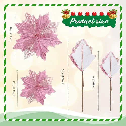 Vista 4 de Decoración de árbol de Navidad con purpurina de 6 pulgadas, estrella de Navidad de metal de 31.5 pulgadas, falda de árbol de Navidad con purpurina