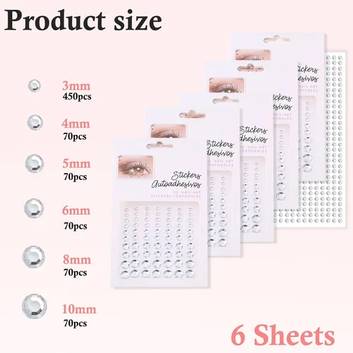 Vista 2 de NOOEPC Joyas para el cabello, gemas autoadhesivas transparentes para el cabello, accesorios para el cabello de graduación, calcomanías