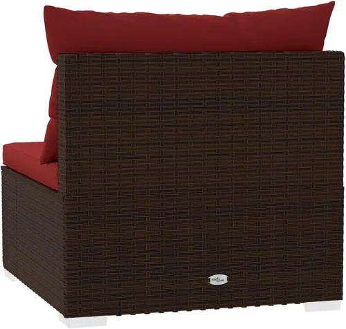 Vista 4 de SKM Sofá de 3 plazas con cojines marrón Poly Rattan (Peso-114.6 lbs)-7550