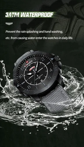 Vista 6 de NAVIFORCE Reloj deportivo para hombre con correa de nylon reloj de cuarzo dorado resistente al agua con fecha grande - perfecto para actividades al