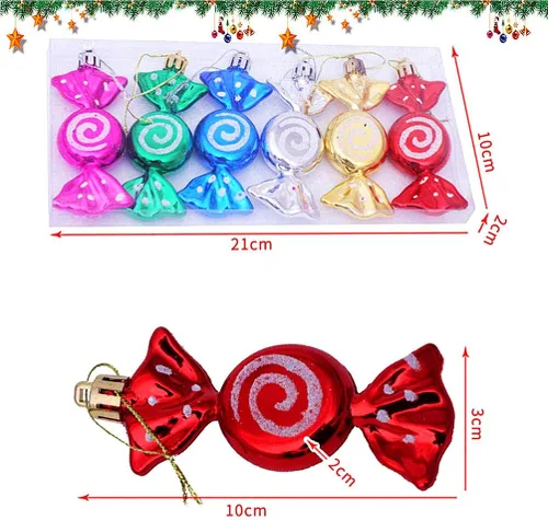 Vista 3 de Happyyami 12 adornos de piruleta de Navidad de plástico para decoración de árbol de Navidad, decoración colgante para el hogar y fiesta