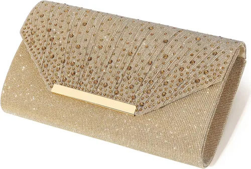 Vista 8 de DETARA Bolsos de noche para mujer, con lentejuelas con purpurina, monederos de mano para mujer, de cristal brillante, falp, formal, boda, fiesta