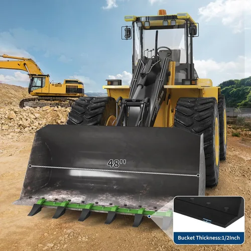 Vista 8 de Barra de dientes de acero resistente de 48 pulgadas para cargador de tractor, capacidad de carga de 4,560 libras, se adapta a bordes de corte