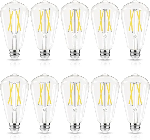 Vista 9 de GvvooHome - Bombillas LED regulables Edison, bombilla LED E26 equivalente a 60 W, luz blanca fría 4000K, bombillas vintage ST58, CRI de 90+, 6 W 600