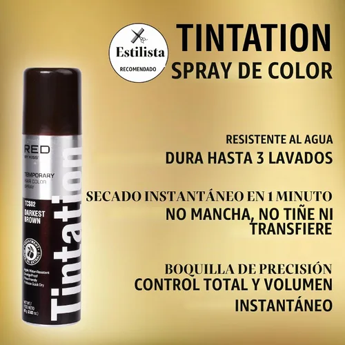 Vista 2 de KISS Tintation - Aerosol para dar coloración temporal al cabello (TCS02- El castaño más oscuro)