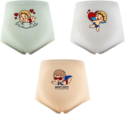 Vista 2 de Ropa interior de maternidad para mujer, ropa interior con soporte para el abdomen, con eslogan divertido, ropa de embarazo, regalos