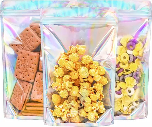 Vista 9 de NPLUX - Bolsas holográficas de Mylar resellables para embalaje y más, bolsas resellables para pequeñas empresas (paquete de 50, 5.5 x 8 pulgadas)