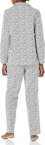 Vista 2 de Tienda Essentials Conjunto de pijama de franela de manga larga con botones frontales para mujer