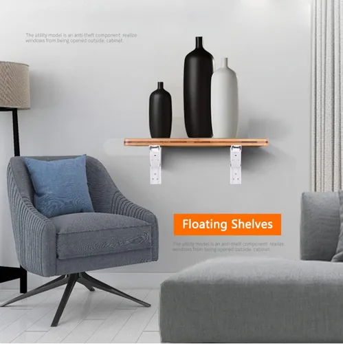 Vista 3 de Estantes flotantes plegables, estantes decorativos de madera montados en la pared, estante flotante de granja para decoración de pared, dormitorio