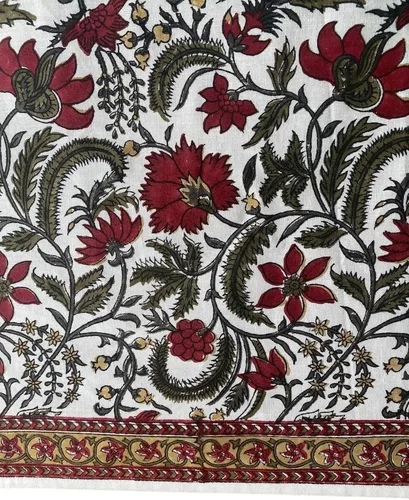 Vista 70 de Ridhi Mantel rectangular con estampado de bloque de mano verde espárragos Espárragos Verde Gadd