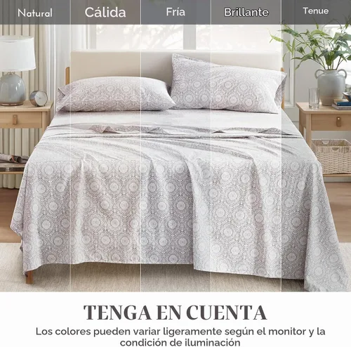 Vista 7 de Comfort Spaces Sábanas de percal 100% algodón, tamaño individual XL, 3 Adelia Gris