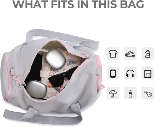 Vista 2 de Bolsa de gimnasio para mujer con compartimento para zapatos y artículos húmedos, bolsa de lona para viajes, deportes, yoga, fitness y entrenamiento