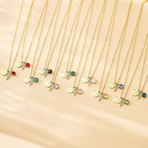 Vista 3 de Regalos de aborto espontáneo para madres Collar con colgante de ángel guardián para pérdida de embarazo Piedra de nacimiento Recuerdo de mí Regalo