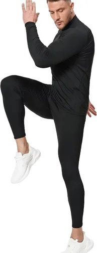 Vista 5 de Paquete de 5 o 4 pantalones de compresión térmica para hombre, con forro polar, mallas deportivas para clima frío, ropa de invierno