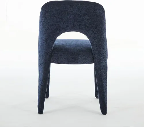 Vista 9 de Set of 2 Dining Chairs with Hollowed-Out Backrest, Chenille Upholstered Desk Chair and Table & Chair Sets for Kitchen and Dining Room,Blue