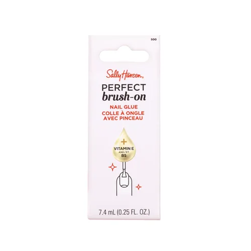 Vista 2 de Sally Hansen Pegamento perfecto para uñas con brocha, fijación de larga duración, cepillo de precisión, fórmula de vitamina E y B5, suave y no daña