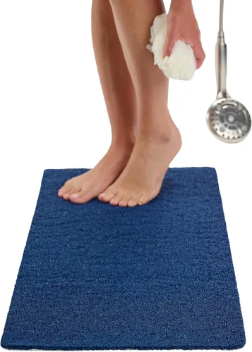 Vista 94 de Enkosi Alfombra de ducha antideslizante Loofah para suelos de ducha, bañera, baños, zonas húmedas, alfombrilla de baño acolchada con agujeros