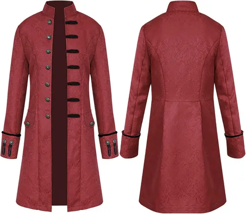 Vista 2 de Chaquetas steampunk vintage para hombre, estilo gótico, victoriano, uniforme de Halloween