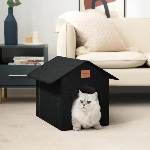 Vista 2 de Love's cabin - Casa para gatos al aire libre resistente a la intemperie, aislada, para invierno, impermeable, para gatos de interior, refugio