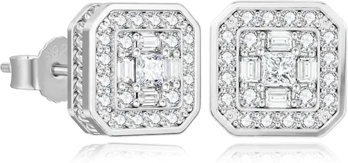 Vista 11 de KRKC&CO Earrings Stud for Men, Silver Post Square Earrings 2-Dorado-b
