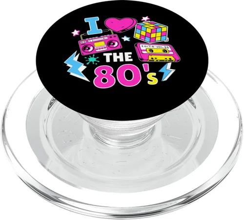 Vista 7 de I Love the 80s Cassette Boombox Colorful Retro Design PopSockets Adhesive PopGrip