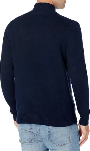 Vista 3 de Tienda Essentials Suéter de manga larga con cremallera de un cuarto de tacto suave para hombre
