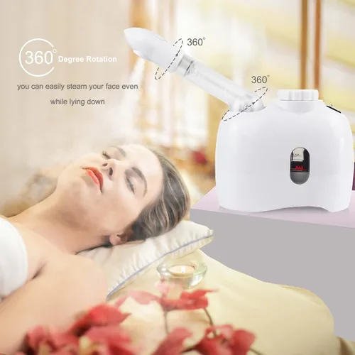 Vista 2 de YOKYAK Vaporizador facial Mister facial portátil con brazo extensible, niebla facial con rociador de mesa giratoria de 360 grados, vaporizador