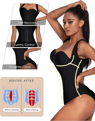 Vista 3 de Ekouaer Corsé de cintura para mujer bajo el busto, moldeador de cuerpo con huesos de acero, quemador de grasa abdominal S-4XL