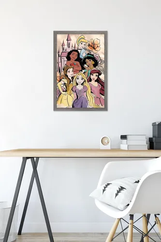 Vista 6 de Disney Ultimate Princess Celebration - Póster de pared de grupo castillo, 22.4 pulgadas de largo x 14.7 pulgadas de ancho, versión enmarcada