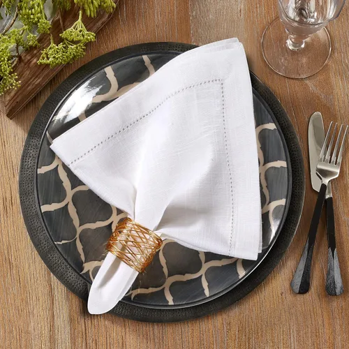Vista 4 de Lightnpro - Juego de 6 servilletas de algodón con dobladillo blanco de 18 x 18 pulgadas, suaves y lavables, elegantes servilletas de mesa