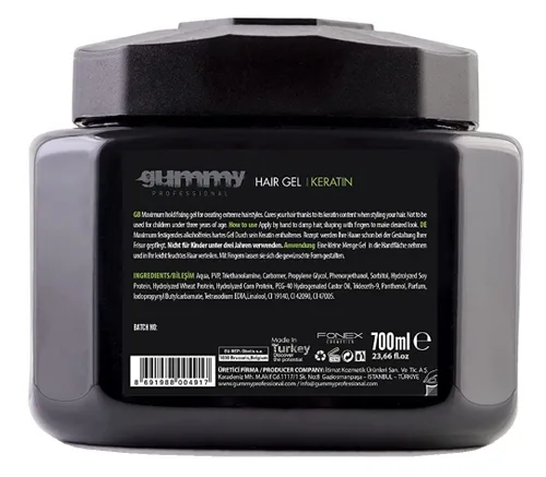 Vista 2 de Gummy Gel para el cabello Maximum Hold Extreme Look Queratina 23.5 onzas (paquete de 6)